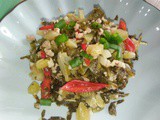 Stir fry kiam chye with minced meat