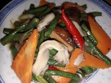 Stir fry oyster mushrooms with long beans