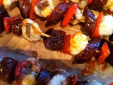 Monkfish and chorizo skewers