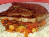 Harissa spiced Lamb Steak with cous cous and moroccan veg