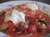 Mozzarella Stuffed Chicken with Mediterranean Tomato Sauce
