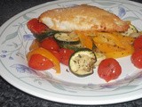 Parmesan Crusted Chicken with Lemon-Mediterranean Veg