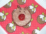 Red and Green Velvet Rudolf Cupcakes