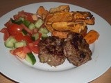 Turkey Burgers with Sweeto Potato Wedges and Salsa