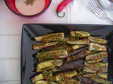 Marinated eggplants with tahini and oregano