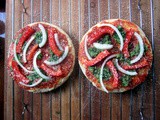 Pita Pizzas with Easy Peasy Pizza Sauce and Basic Basil Pesto (Vegan!)