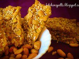 Peanut Candy/ Peanut Brittle/ Peanut Chikki with roasted sesame seeds