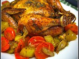 Slow roasted chicken with vegetables