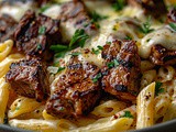 Creamy Garlic Parmesan Steak Pasta