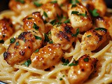 Garlic Butter Chicken Bites with Creamy Parmesan Pasta
