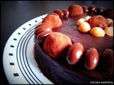 Chocolate Chiffon Cake covered with Ganache and Truffles