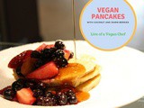 Vegan Pancakes with Coconut and Warm Berries