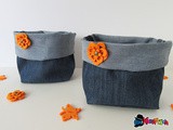 Cestino portatutto in jeans senza cuciture