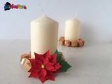 Porta candela con perle di legno per natale