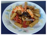 Rigatoni melanzane arrostite e scampi