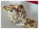 Risotto tartufato con mortadella e farfalle di fettine