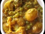 Baby potatoes and vegetables in gram flour gravy