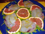 Carpaccio di spada al pompelmo rosa