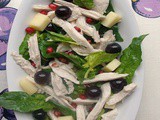 Insalata di pollo spinaci uva e melograno