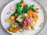 Merluzzo con speck e patate al limone