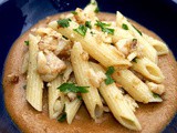 Penne al ragu’ di cernia su salsa di pane