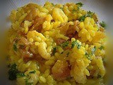 Risotto giallo speck e gamberetti