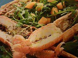 Scampi al vapore con rucola e melone