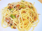 Spaghetti tonno e fiori di zucca