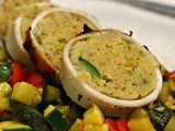 Totani ripieni con zucchine e pomodorini