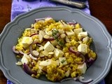 #lebuonericette e l'Insalata di orzo allo zafferano con feta, cipolla di Tropea e mandrole