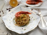 “Mare, sale, vento” ovvero Chitarrone con pesto di pistacchio e gamberi marinati al cardamomo e la Sicilia nel piatto per la settima tappa del #girodeiprimi