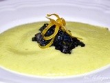 Crema di zucchette trombette con seppie al nero e limone candito