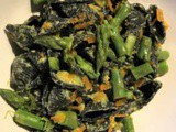 Conchiglie al nero di seppia con asparagi e bottarga di muggine