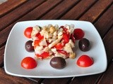 Insalata di baccalà, nocciole tonde e peperoni