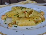 Maltagliati (pennoni) rigati con carbonara di mazzancolle