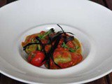 Mezzelune con melanzana e pomodorini arrostiti
