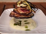Millefoglie di salame piacentino Dop con melanzane in tre cotture