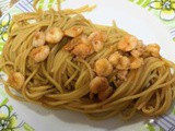 Spaghettino Carla Latini con gamberetti cotto nella bisque