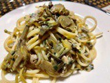 Spaghettoni Benedetto Cavalieri con vongole e carciofi al profumo di maggiorana