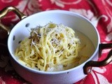 Tajarin al tartufo con fonduta di Parmigiano Reggiano invecchiato