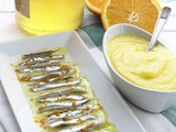 Acciughe marinate al miele e orange curd al miele