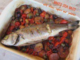 Pečeni brancin s maslinama, kaparima i krumpirom☆Baked sea bass with olives, capers and potatoes