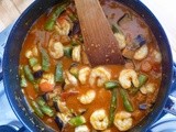 Prawn, aubergine and green bean curry