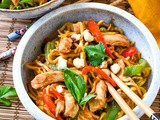 15 Minute Leftover Turkey Noodle Stirfry Bowl