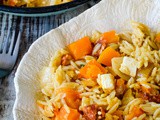 30 Minute Squash and Orzo Risotto Traybake