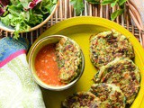 Courgette fritters with tomato dipping sauce