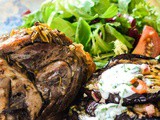 Lamb shanks with aubergine stacks