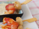 Prawn and bacon skewers