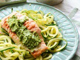 Seared Salmon With Courgetti And Pesto