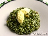 Risotto agli spinaci e pancetta con  formaggio kajmak